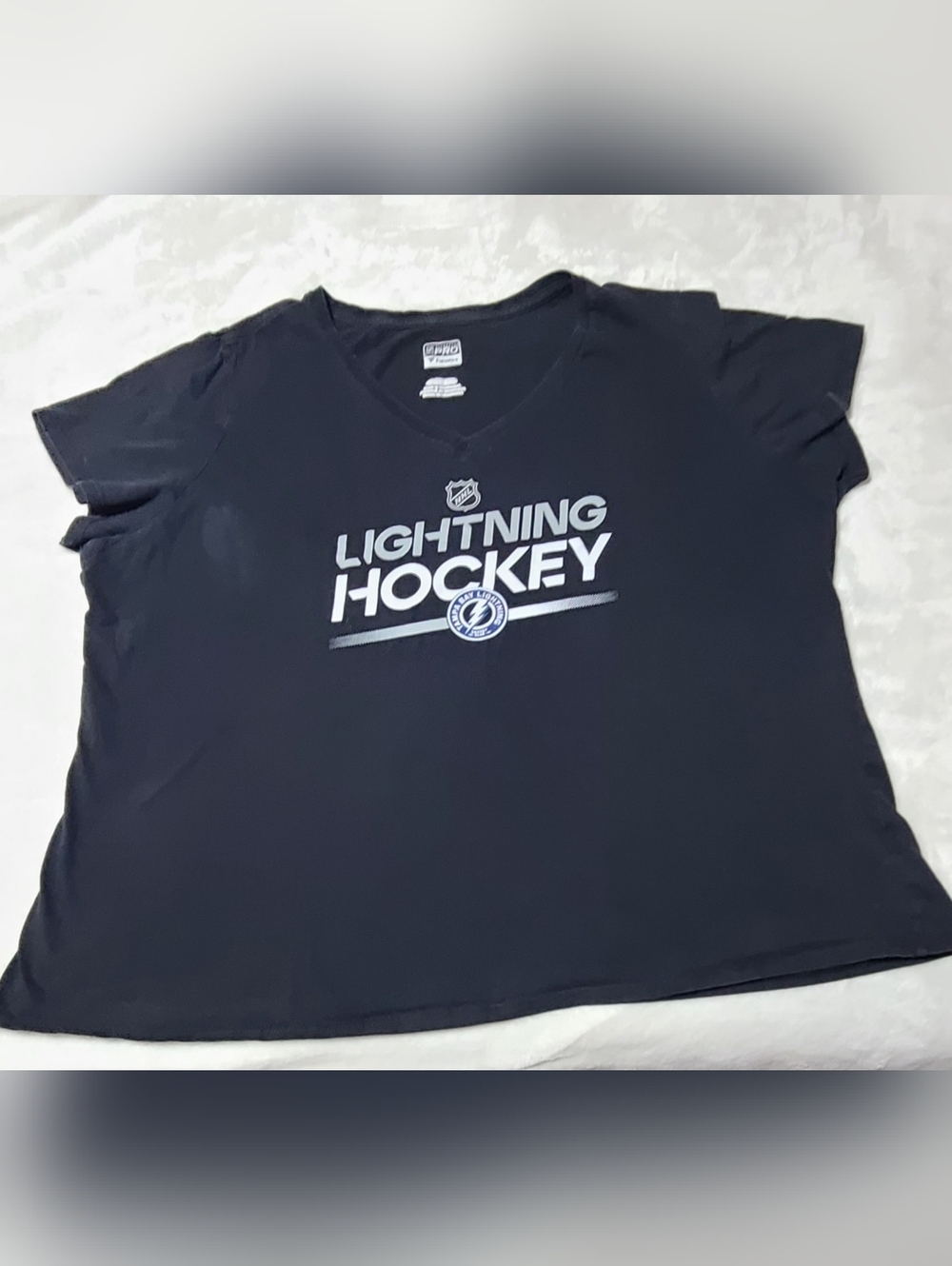 NHL Tampa Bay Lightning Hockey Ladies Black V-Neck Tee